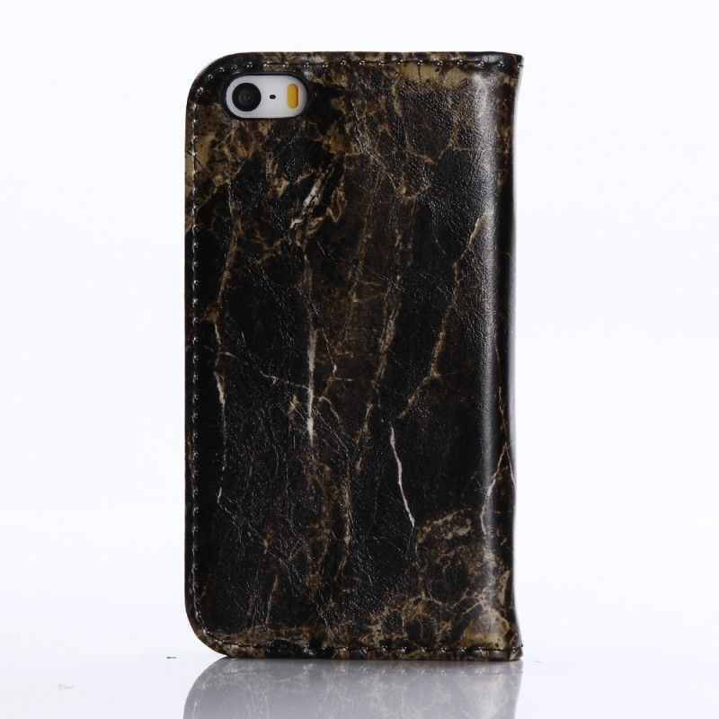 Folio Deksel iPhone 5 / 5S / SE Svart Marmor