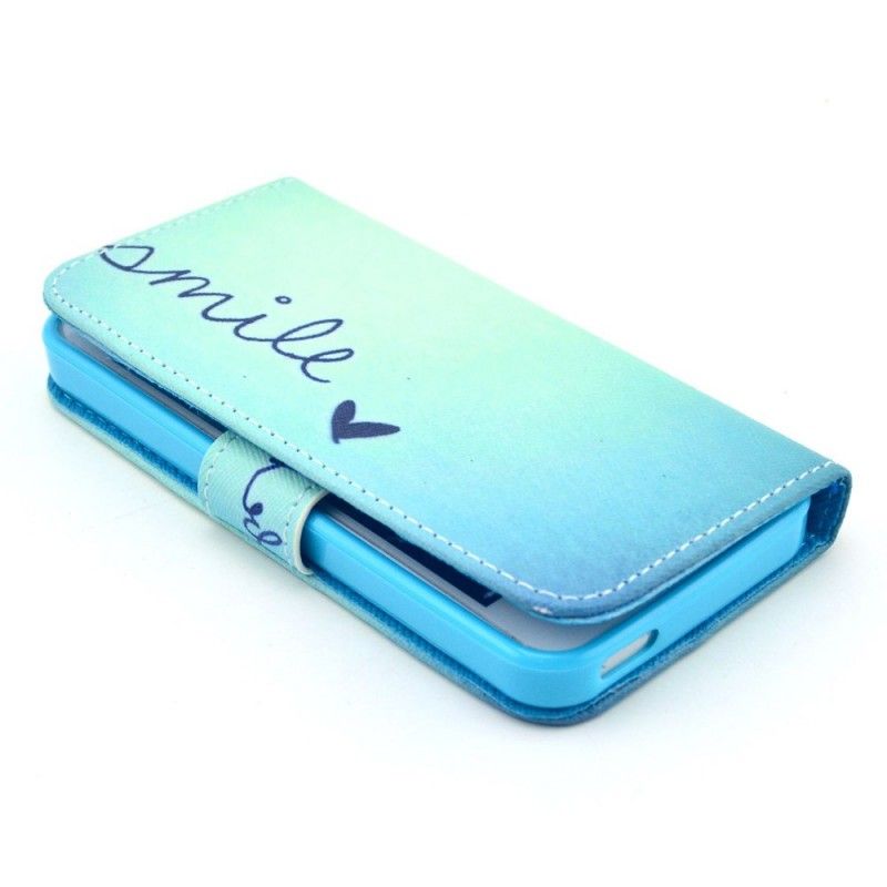 Lærdeksel Folio Deksel iPhone 5 / 5S / SE Mobildeksel Smil
