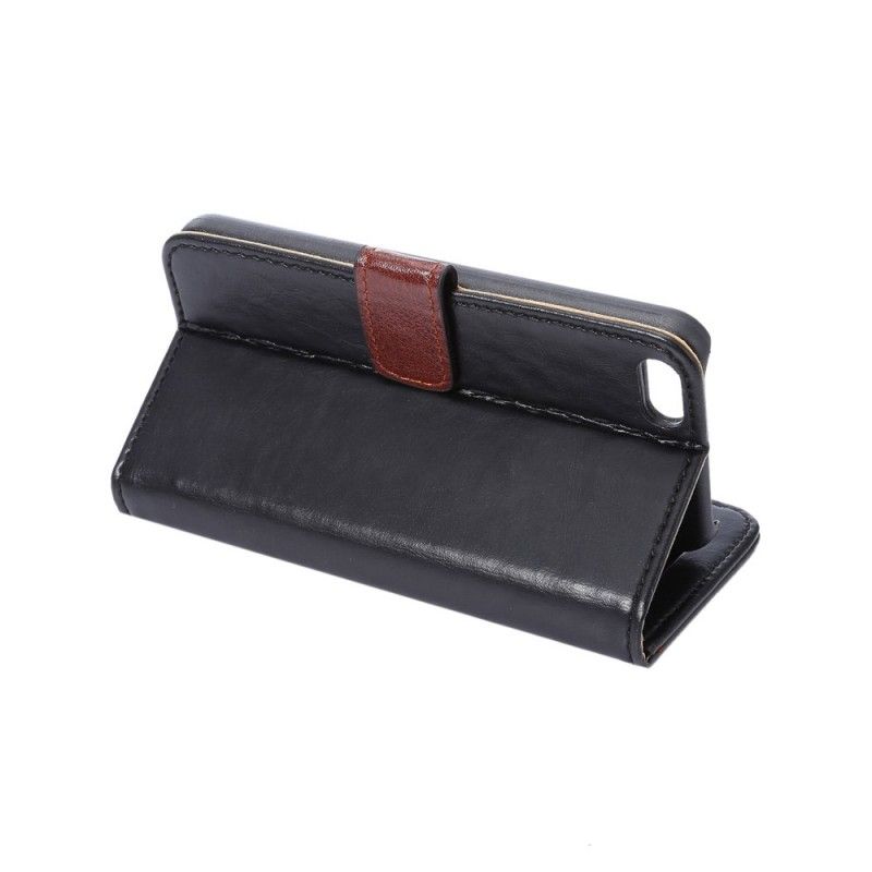 Lærdeksel Folio Deksel iPhone 5 / 5S / SE Svart Mobildeksel Lærimitasjon