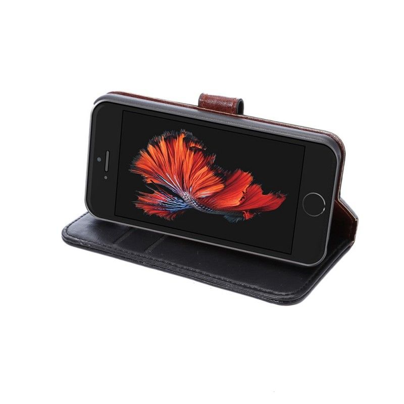 Lærdeksel Folio Deksel iPhone 5 / 5S / SE Svart Mobildeksel Lærimitasjon