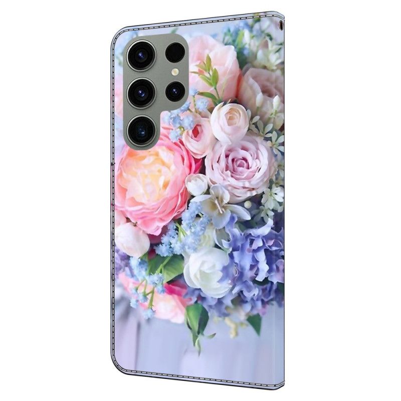 Folio Deksel Samsung Galaxy S24 Ultra 5g Fargerike Blomster Beskyttelse Deksel