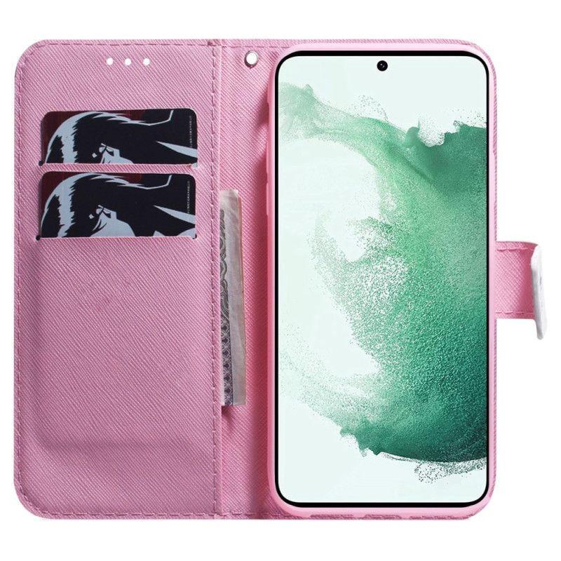 Folio Deksel Til Samsung Galaxy S24 Ultra 5g Rosa Blomst