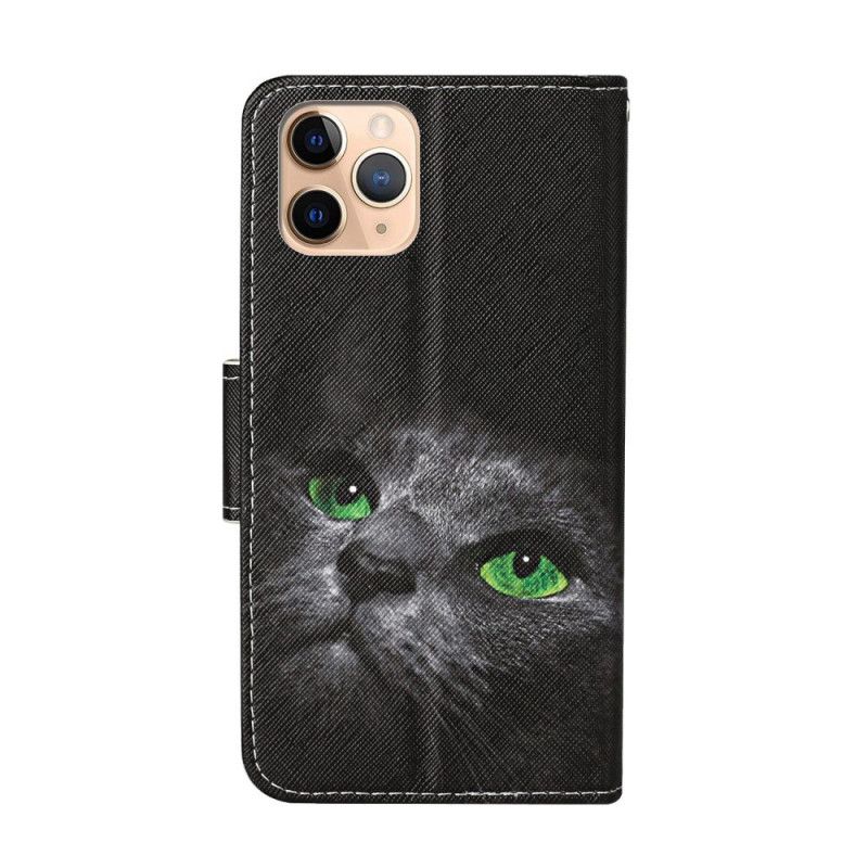 Folio Deksel iPhone 12 Pro Max Grønne Katteøyne Med Tanga