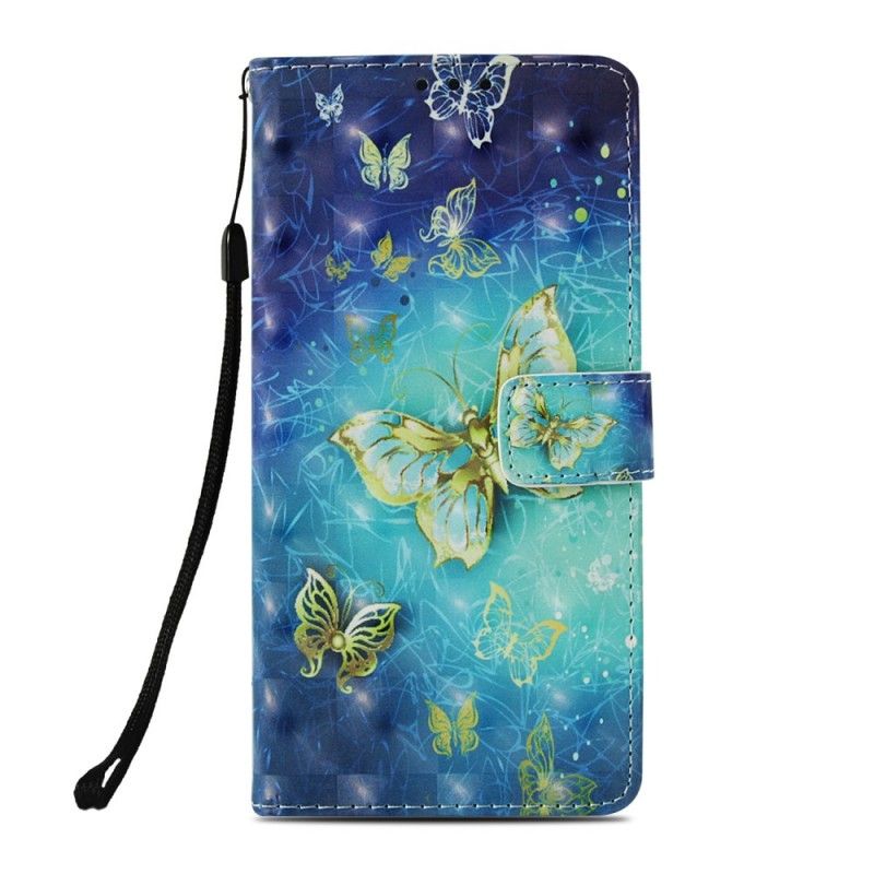 Folio Deksel for Sony Xperia XZ3 3D Gyldne Sommerfugler