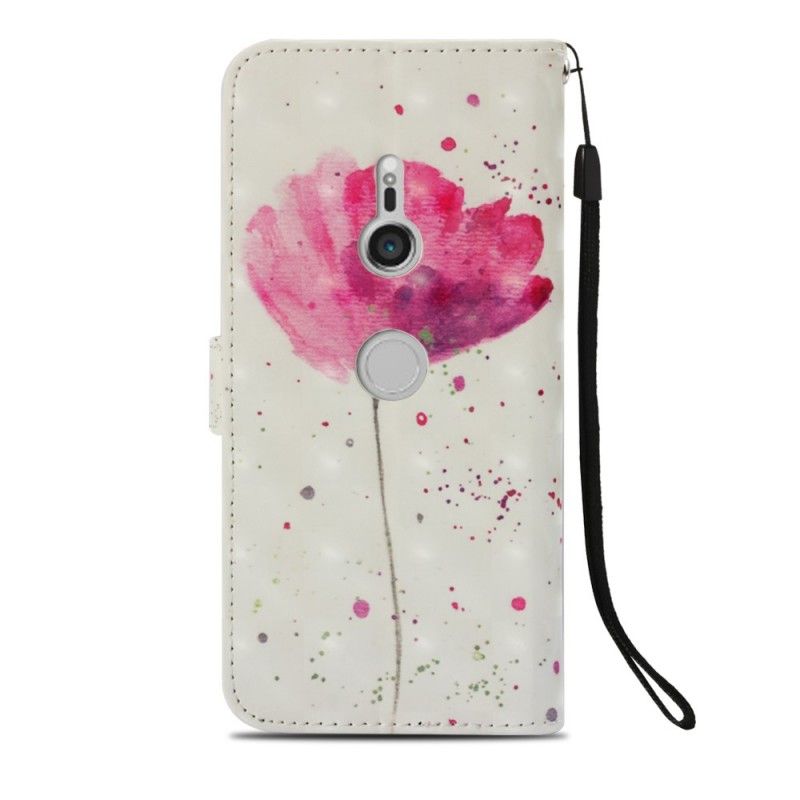 Folio Deksel Sony Xperia XZ3 3D Akvarellvalmue