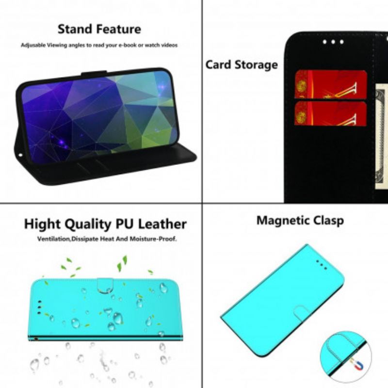 Folio Deksel Oppo A54 5g / A74 5g Speildeksel I Imitert Skinn