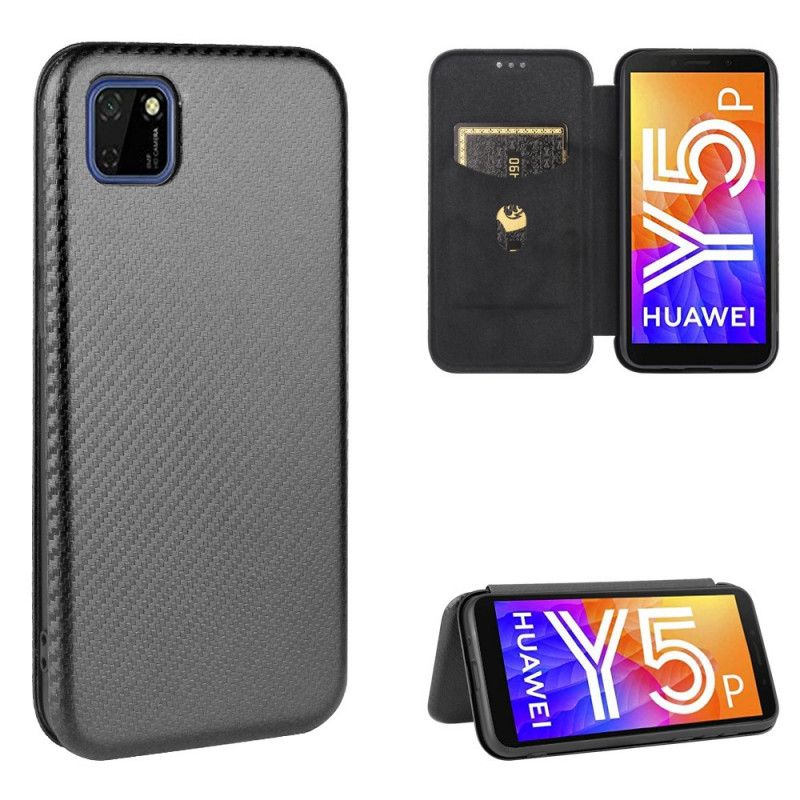 Folio Deksel for Huawei Y5p Svart Karbonfiber