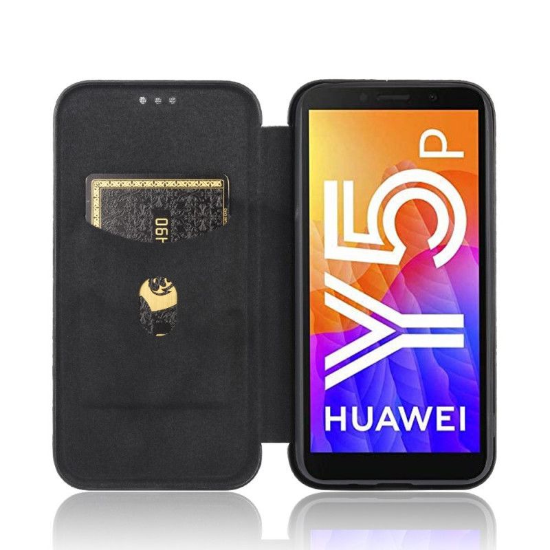 Folio Deksel for Huawei Y5p Svart Karbonfiber