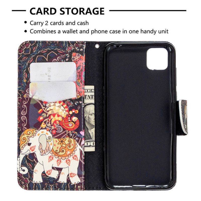 Folio Deksel Huawei Y5p Etnisk Elefantmandala