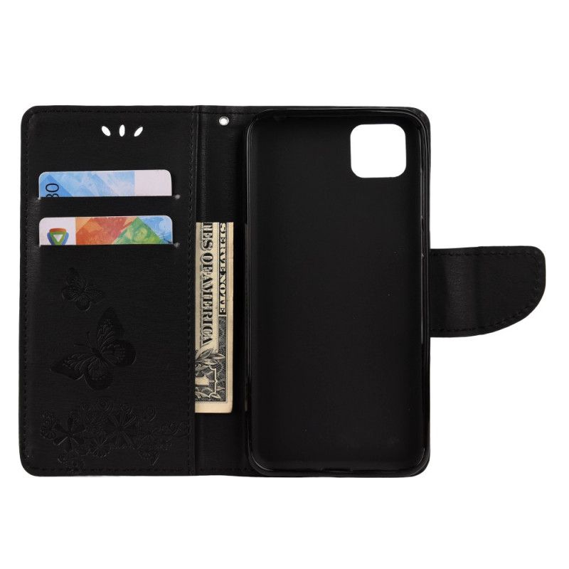 Folio Deksel Huawei Y5p Svart Bare Sommerfugler Med Tanga Anti-fall