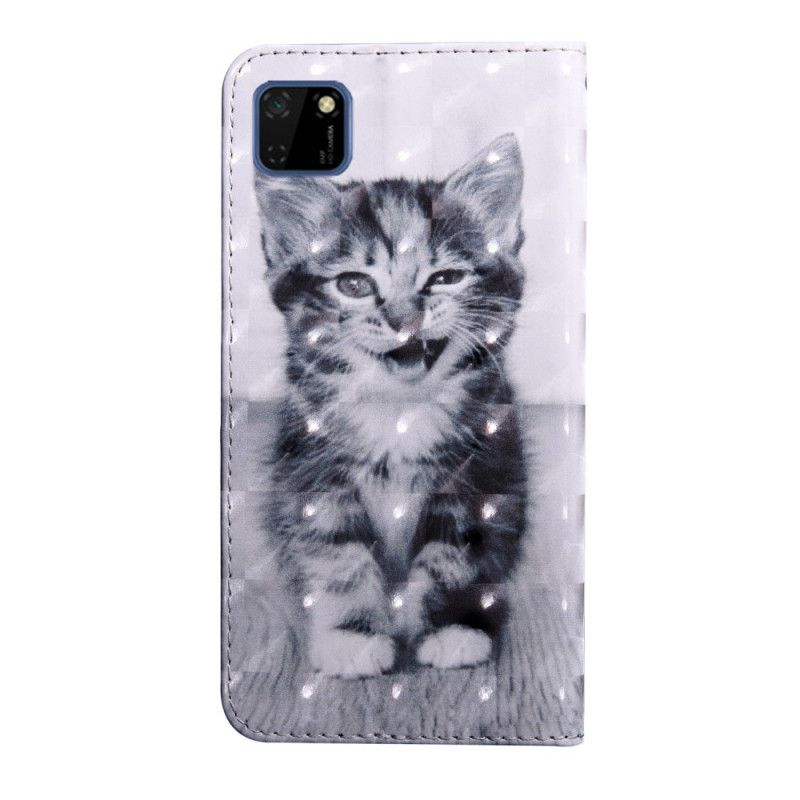 Folio Deksel Huawei Y5p Svart Og Hvit Katt
