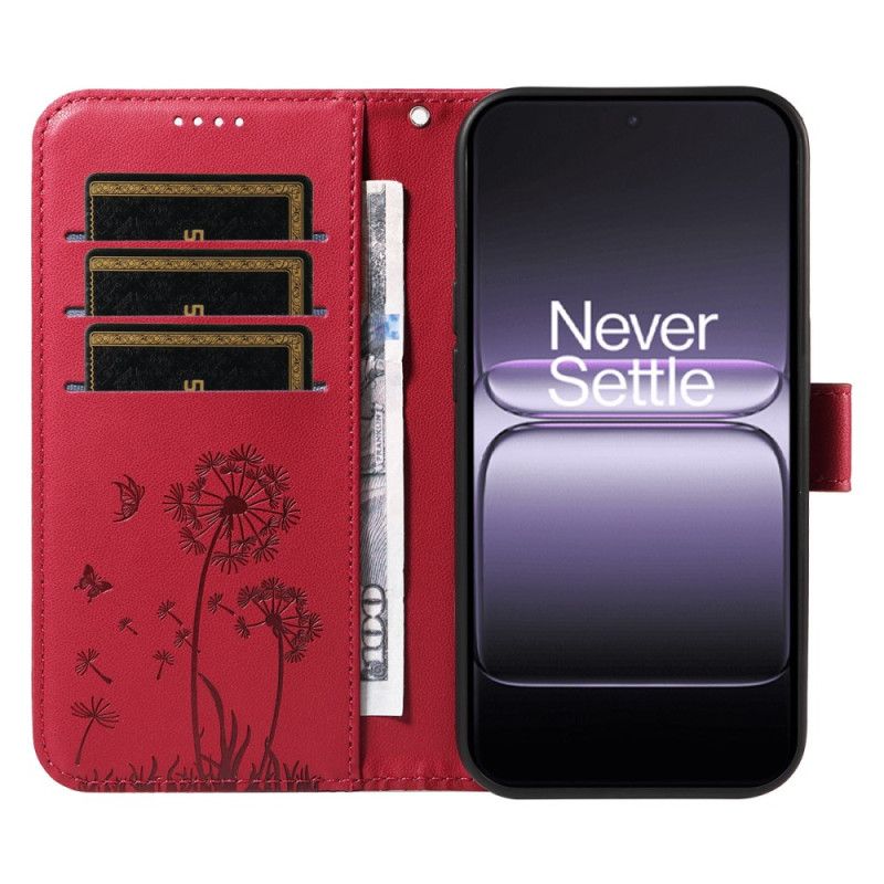 Lærdeksel Folio Deksel Oneplus Nord 5 Mobildeksel Løvetann Med Stropper