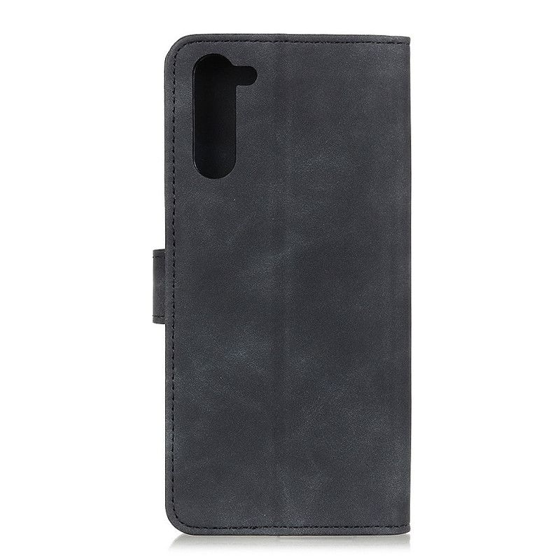 Lærdeksel Folio Deksel OnePlus Nord Svart Mobildeksel Vintage Khazneh Skinneffekt