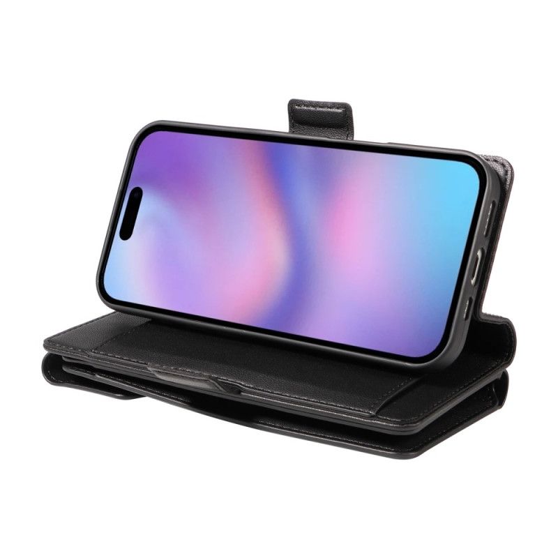 Lærdeksel Folio Deksel iPhone 17 Mobildeksel Flere Kortspor Og Håndleddsstropp