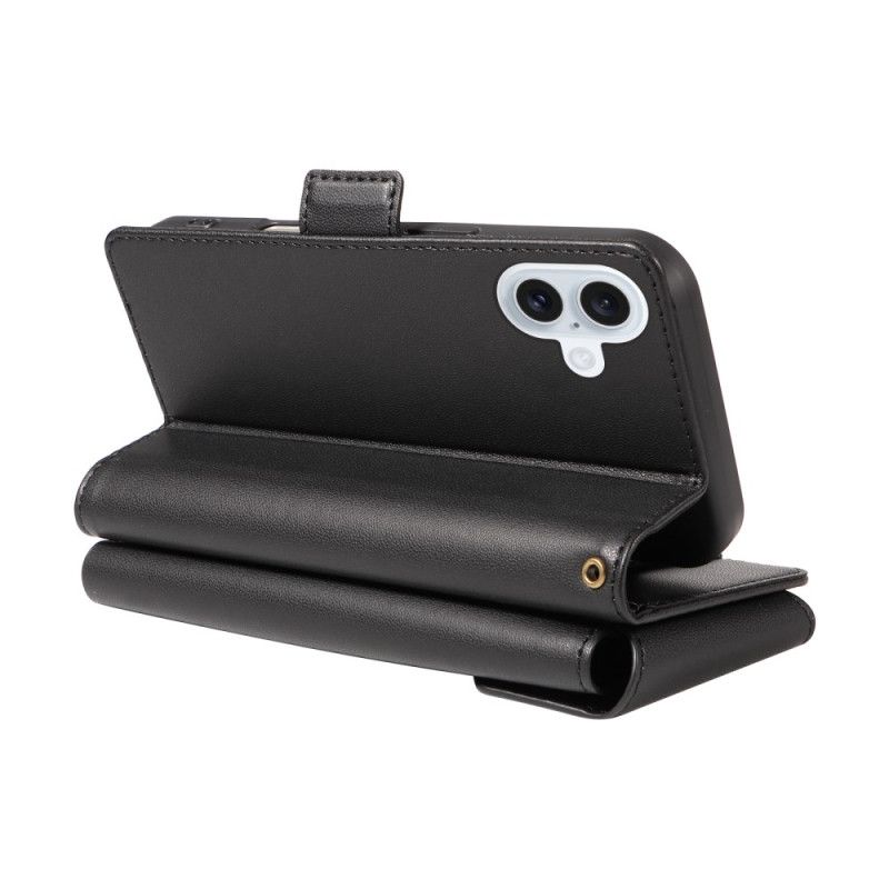 Lærdeksel Folio Deksel iPhone 17 Mobildeksel Flere Kortspor Og Håndleddsstropp