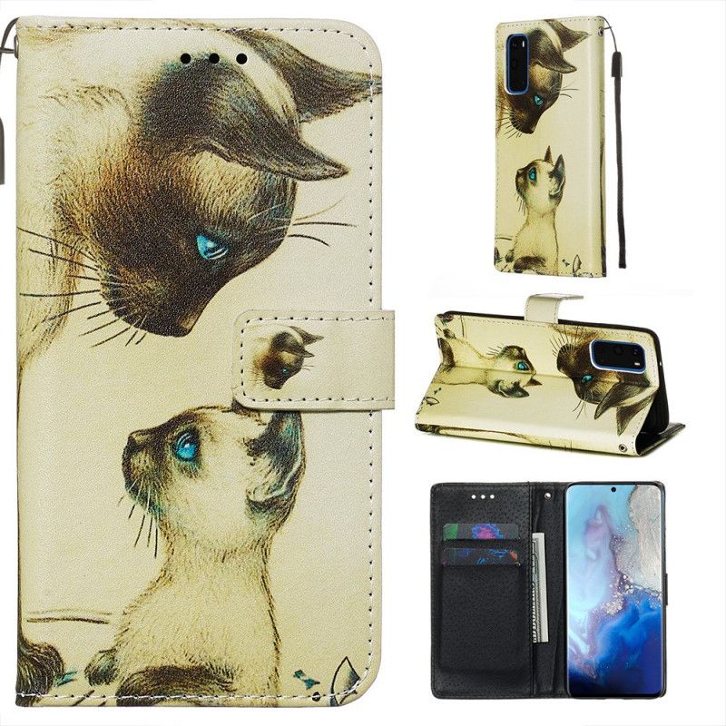 Folio Deksel Samsung Galaxy S20 Kattunge Og Mamma Anti-fall
