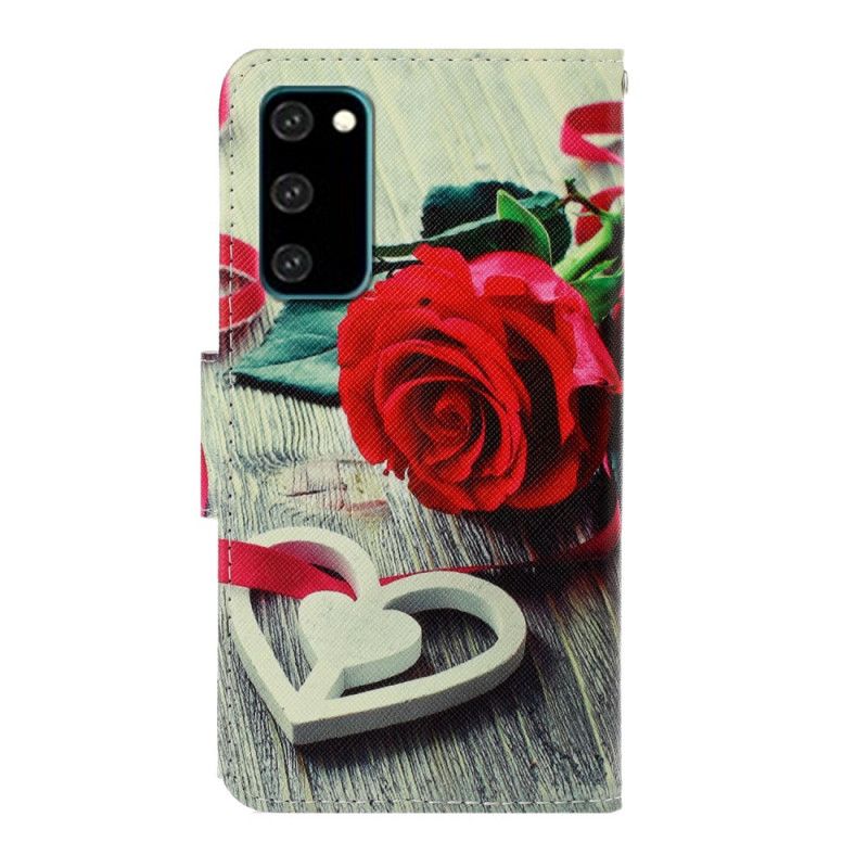 Folio Deksel Samsung Galaxy S20 Romantisk Rose Med Tanga Anti-fall