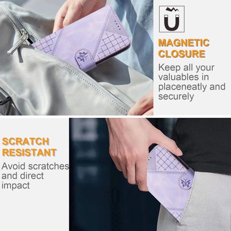 Folio Deksel Google Pixel 10 Pro Xl Geometrisk Og Sommerfugldesign Beskyttelse Deksel