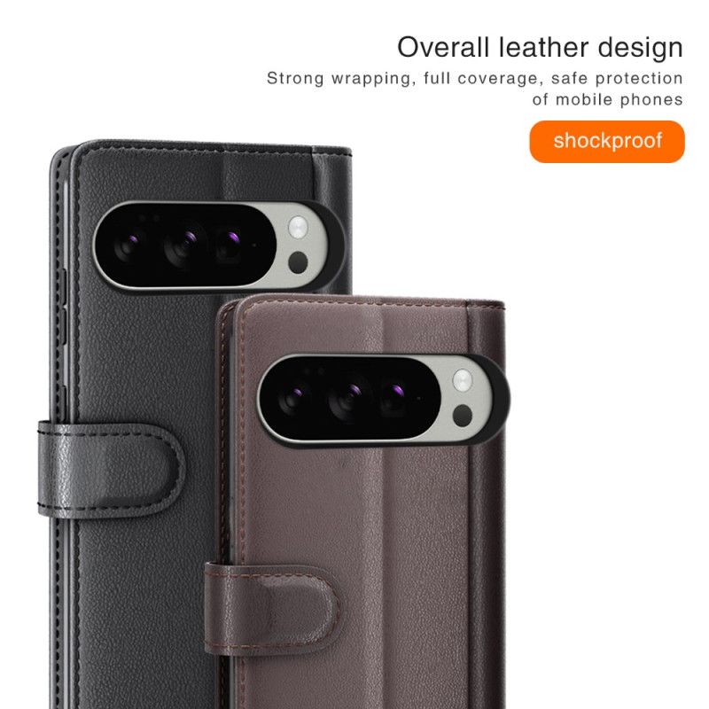 Lærdeksel Folio Deksel Google Pixel 10 Pro Xl Ekte Skinn