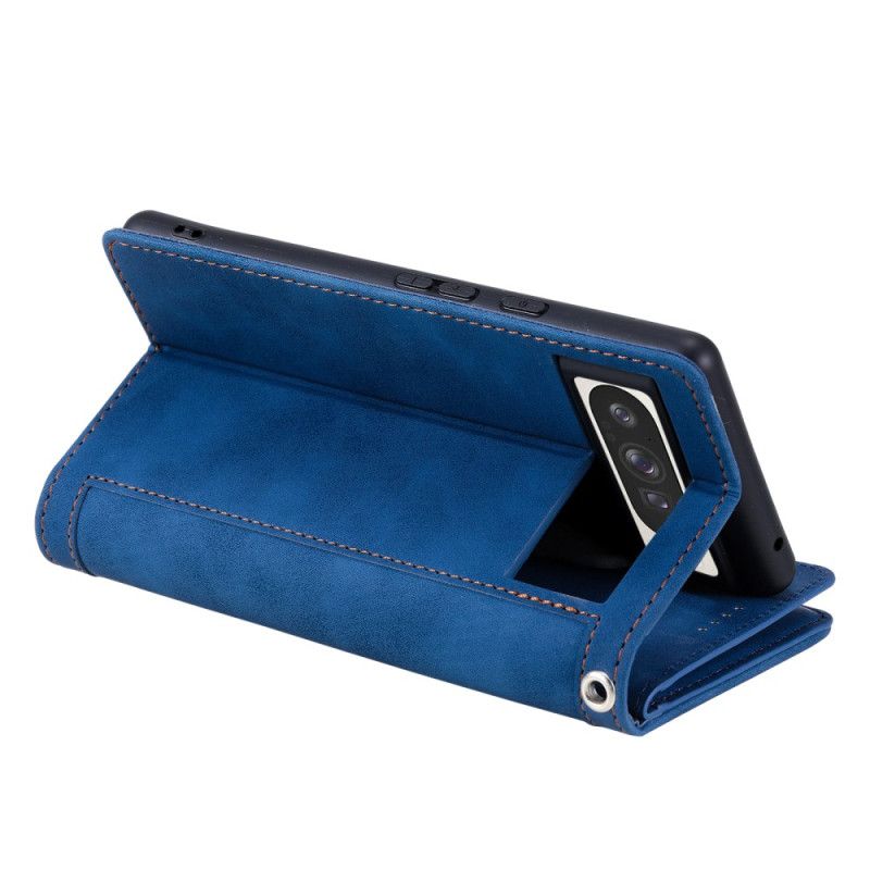 Lærdeksel Folio Deksel Google Pixel 10 Pro Xl Mobildeksel 9 Kortholdere Og Lommebok Med Glidelås