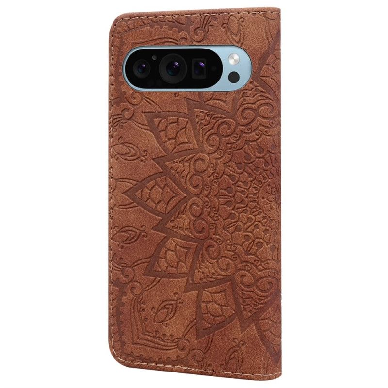 Lærdeksel Folio Deksel Google Pixel 10 Pro Xl Mobildeksel Blomstermandala-trykk
