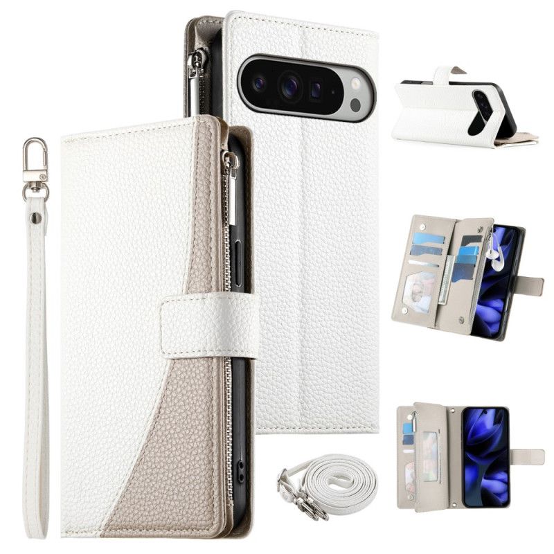 Lærdeksel Folio Deksel Google Pixel 10 Pro Xl Mobildeksel Tofarget Lommebok