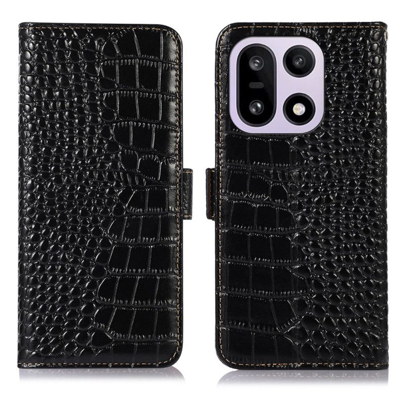 Folio Deksel Oneplus 15 Lommebok I Krokodilleteksturert Skinn Med Rfid-blokkering Beskyttelse Deksel