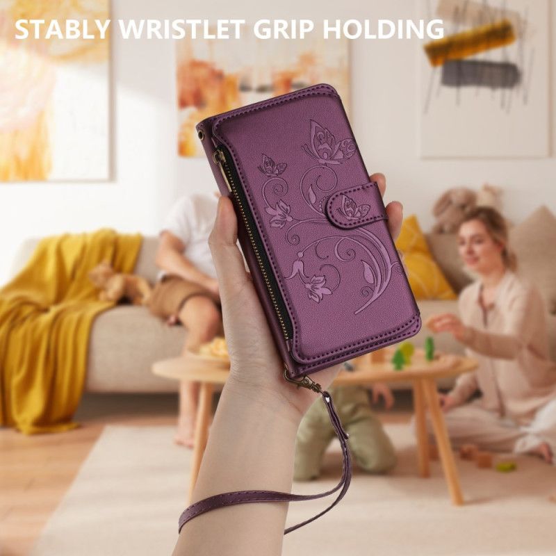 Lærdeksel Folio Deksel Oneplus 15 Blomsterlommebok Med Stropp