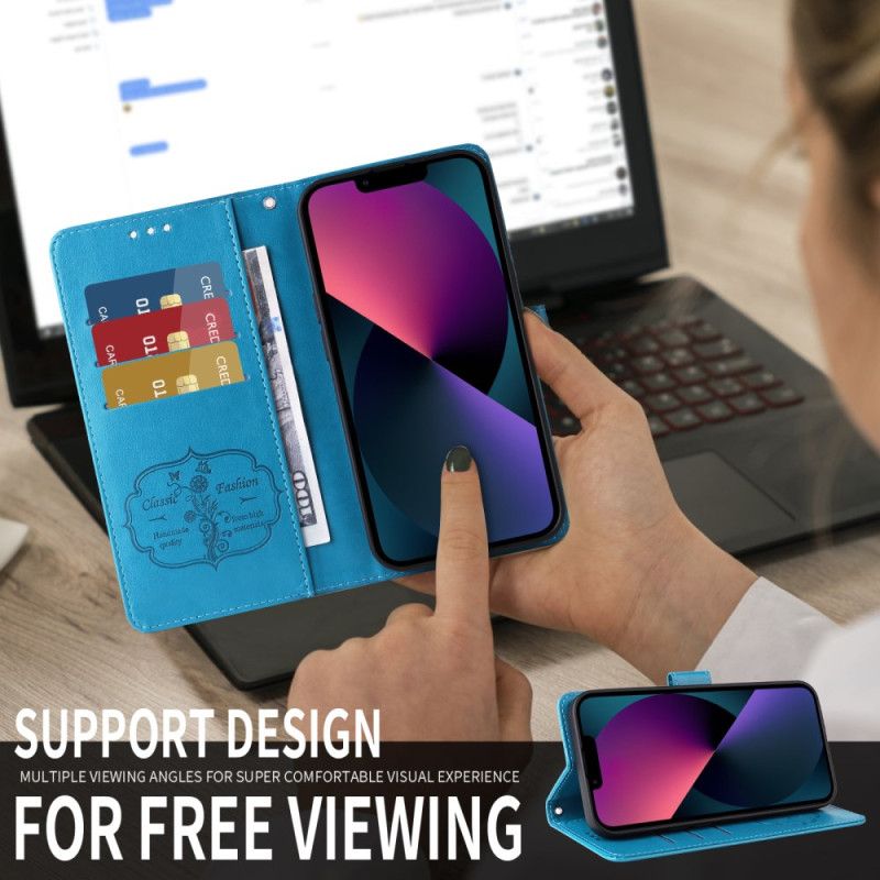 Lærdeksel Folio Deksel Oneplus 15 Mobildeksel Blomstersommerfugl