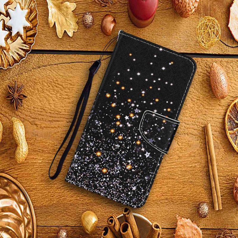 Folio Deksel Til Xiaomi Redmi Note 13 Pro 4g Ødelagte Stjerner Med Stropp