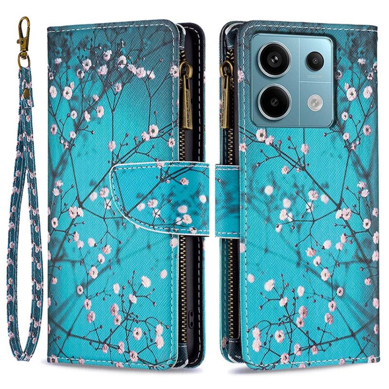 Folio Deksel Xiaomi Redmi Note 13 Pro 4g Blomstergrener Lommebok Med Stropp