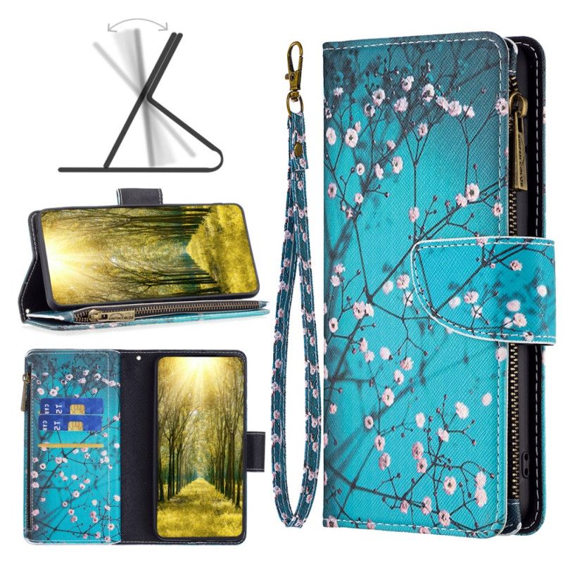 Folio Deksel Xiaomi Redmi Note 13 Pro 4g Blomstergrener Lommebok Med Stropp
