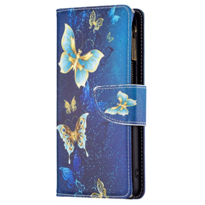 Folio Deksel Xiaomi Redmi Note 13 Pro 4g Gylden Sommerfugllommebok Med Stropp