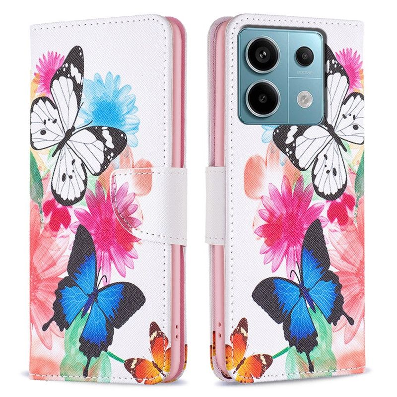 Folio Deksel Xiaomi Redmi Note 13 Pro 4g To Sommerfugler Beskyttelse Deksel
