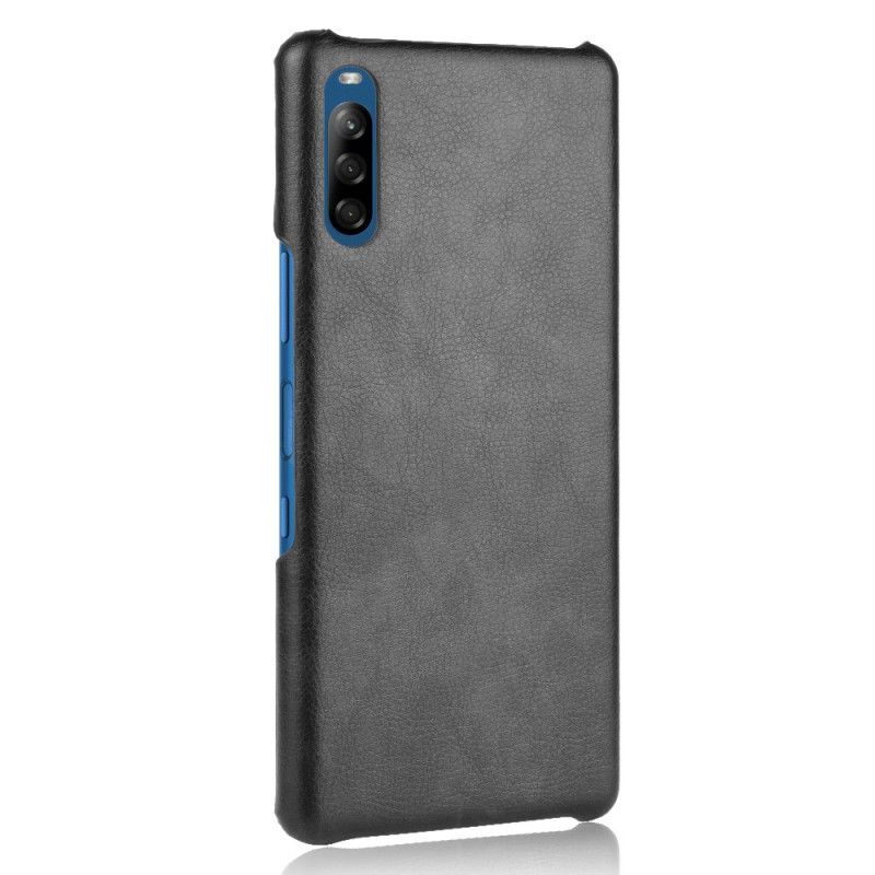 Deksel Sony Xperia L4 Svart Litchi-Skinneffekt Beskyttelse