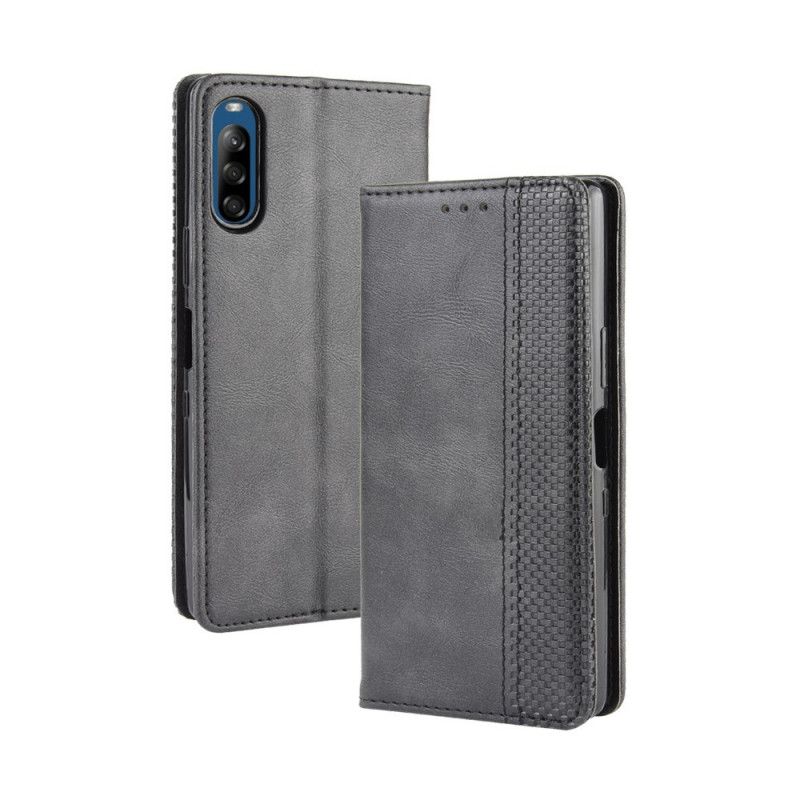 Folio Deksel for Sony Xperia L4 Svart Stilisert Vintage Skinneffekt