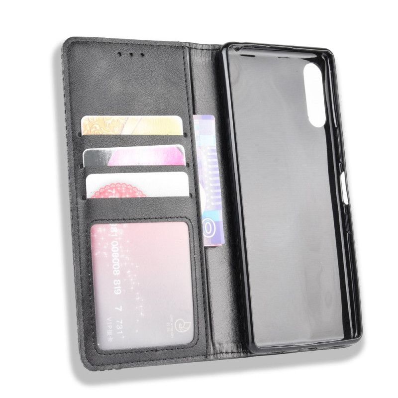 Folio Deksel for Sony Xperia L4 Svart Stilisert Vintage Skinneffekt