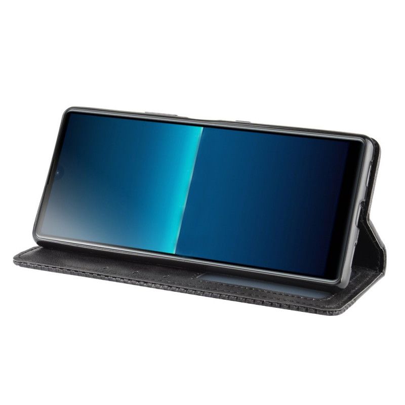 Folio Deksel for Sony Xperia L4 Svart Stilisert Vintage Skinneffekt