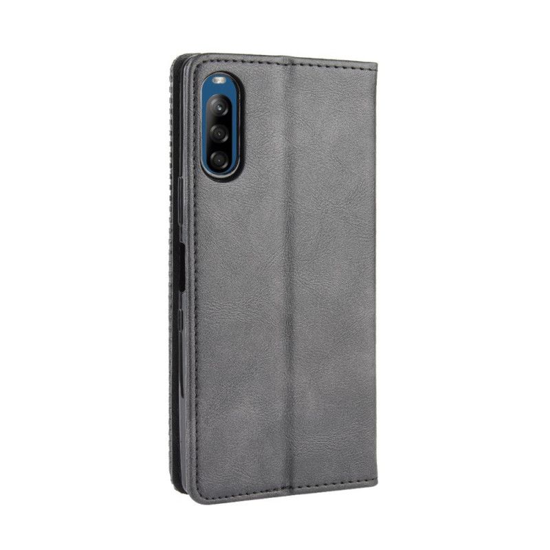 Folio Deksel for Sony Xperia L4 Svart Stilisert Vintage Skinneffekt