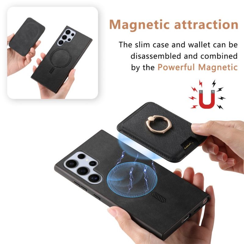 Deksel Samsung Galaxy S25 Ultra 5g Avtakbar Magnetisk Kortholder Og Stativ