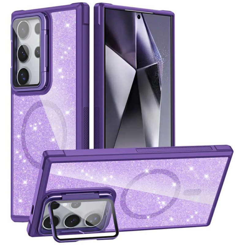 Deksel Samsung Galaxy S25 Ultra 5g Glitter Med Innebygd Stativ