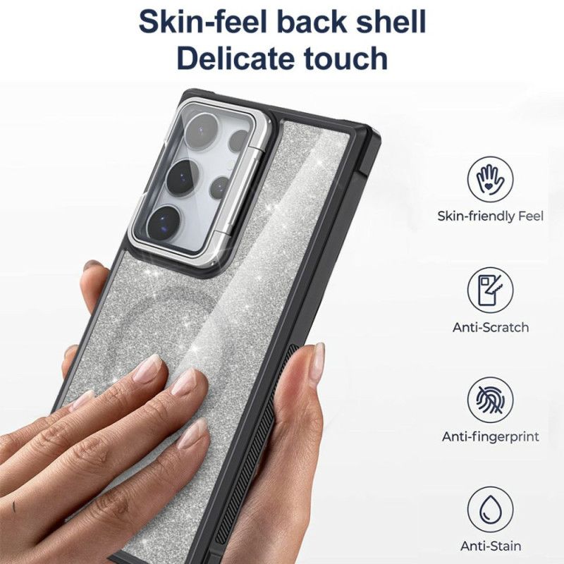 Deksel Samsung Galaxy S25 Ultra 5g Glitter Med Innebygd Stativ