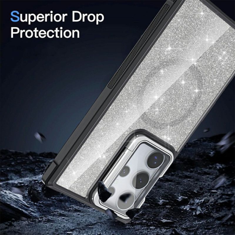 Deksel Samsung Galaxy S25 Ultra 5g Glitter Med Innebygd Stativ