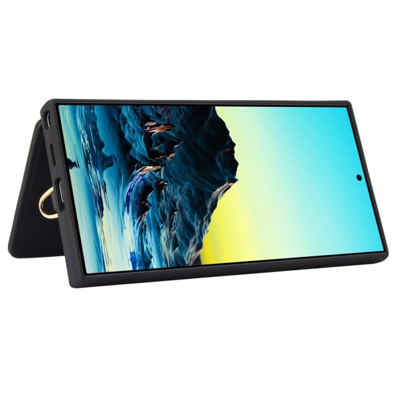 Deksel Samsung Galaxy S25 Ultra 5g Kortholder Med Snor Og Skulderstropp Beskyttelse Deksel