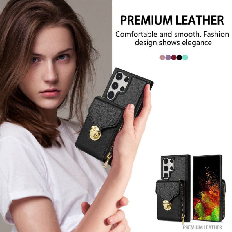 Deksel Samsung Galaxy S25 Ultra 5g Lommebok Med Glidelås Og Skulder