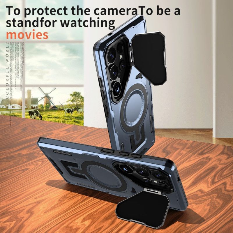 Deksel Samsung Galaxy S25 Ultra 5g Metallisk Effekt Med Linsedeksel Og Stativ