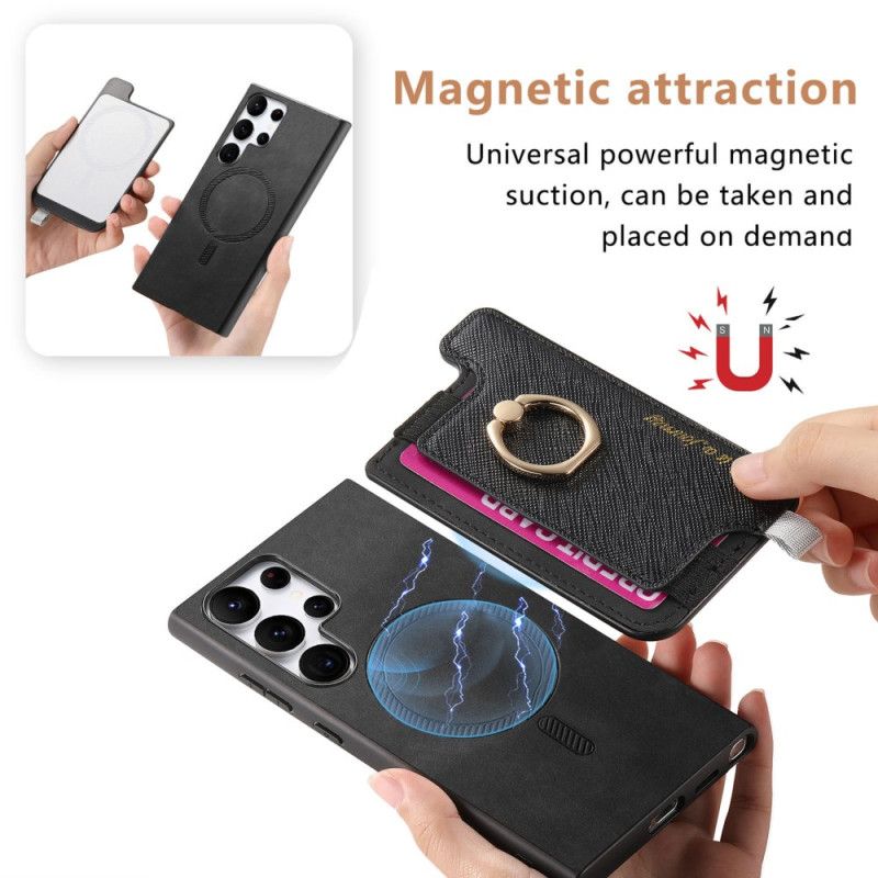 Deksel Samsung Galaxy S25 Ultra 5g Mobildeksel Avtakbar Kortholder I Semsket Skinnstil