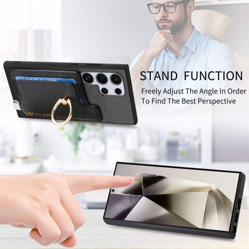 Deksel Samsung Galaxy S25 Ultra 5g Mobildeksel Avtakbar Kortholder I Semsket Skinnstil