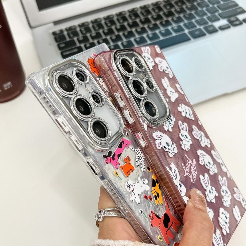 Deksel Samsung Galaxy S25 Ultra 5g Mobildeksel Morsomme Kaniner Med Linsebeskytter