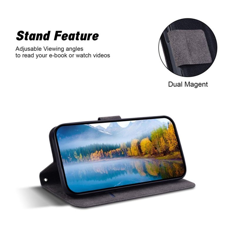 Folio Deksel Samsung Galaxy S25 Ultra 5g Ensfarget Skinneffekt Med Stropp